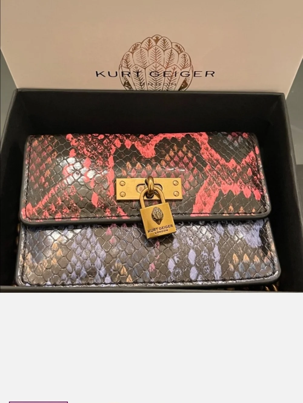 (Micro) Kurt Geiger Snake-Print Leather Crossbody - Picture 2 of 3